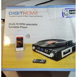 DIGITNOW Turntable & Cassette & Radio Record Player and Recorder, Black (923)